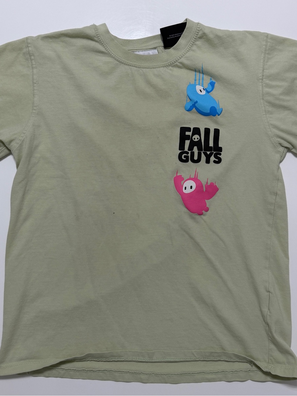 Zara Sage Green Short-Sleeve Tee with Pink & Blue Fall Guys